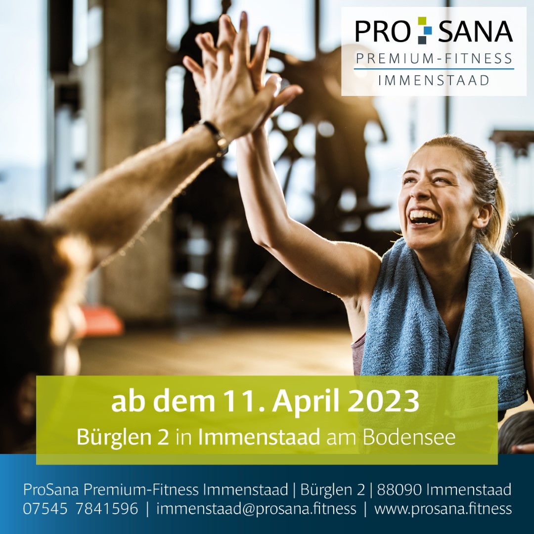 ProSana Premium-Fitnessstudio in Immenstaad öffnet am 11. April 2023